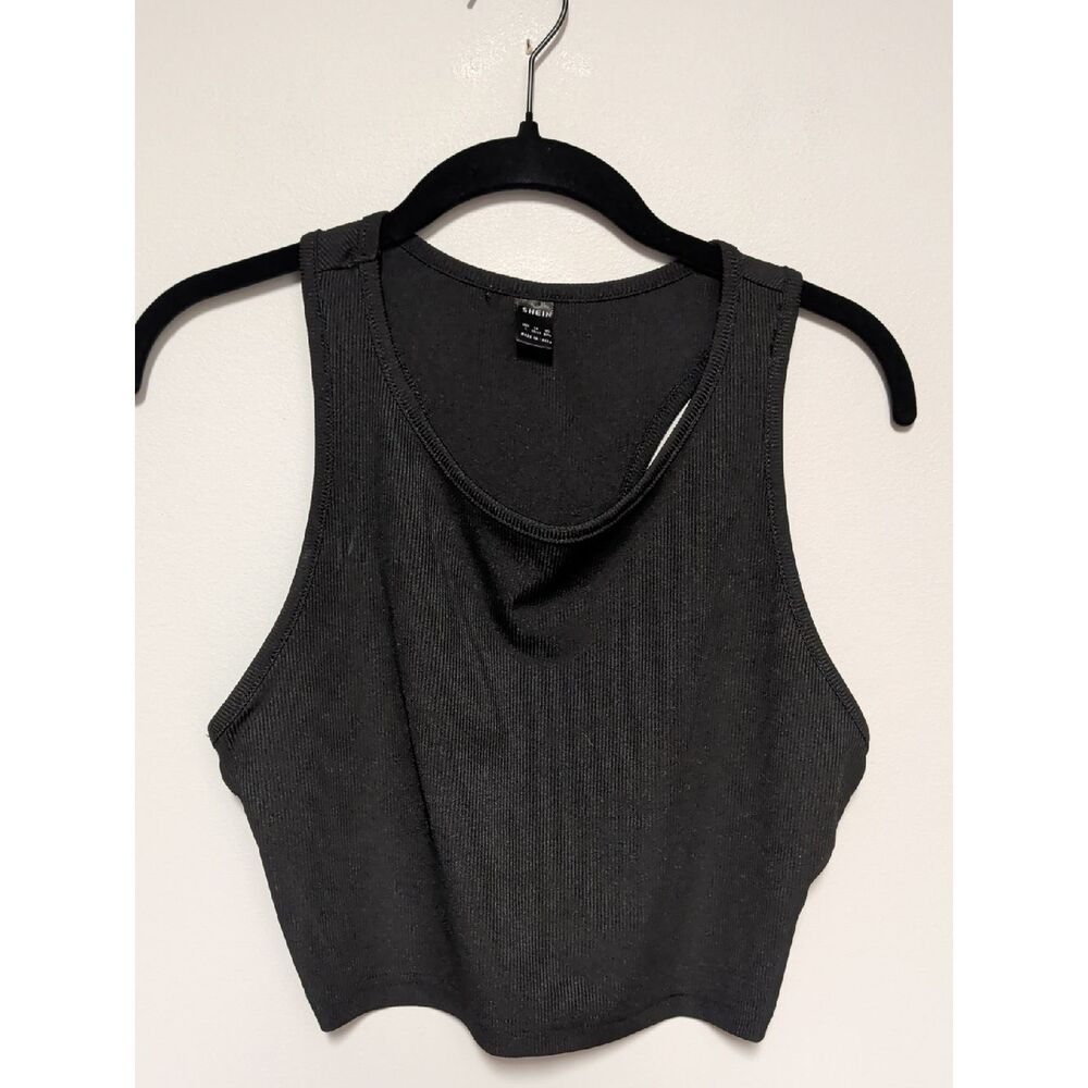 SHEIN Black Ribbed Cropped Tank